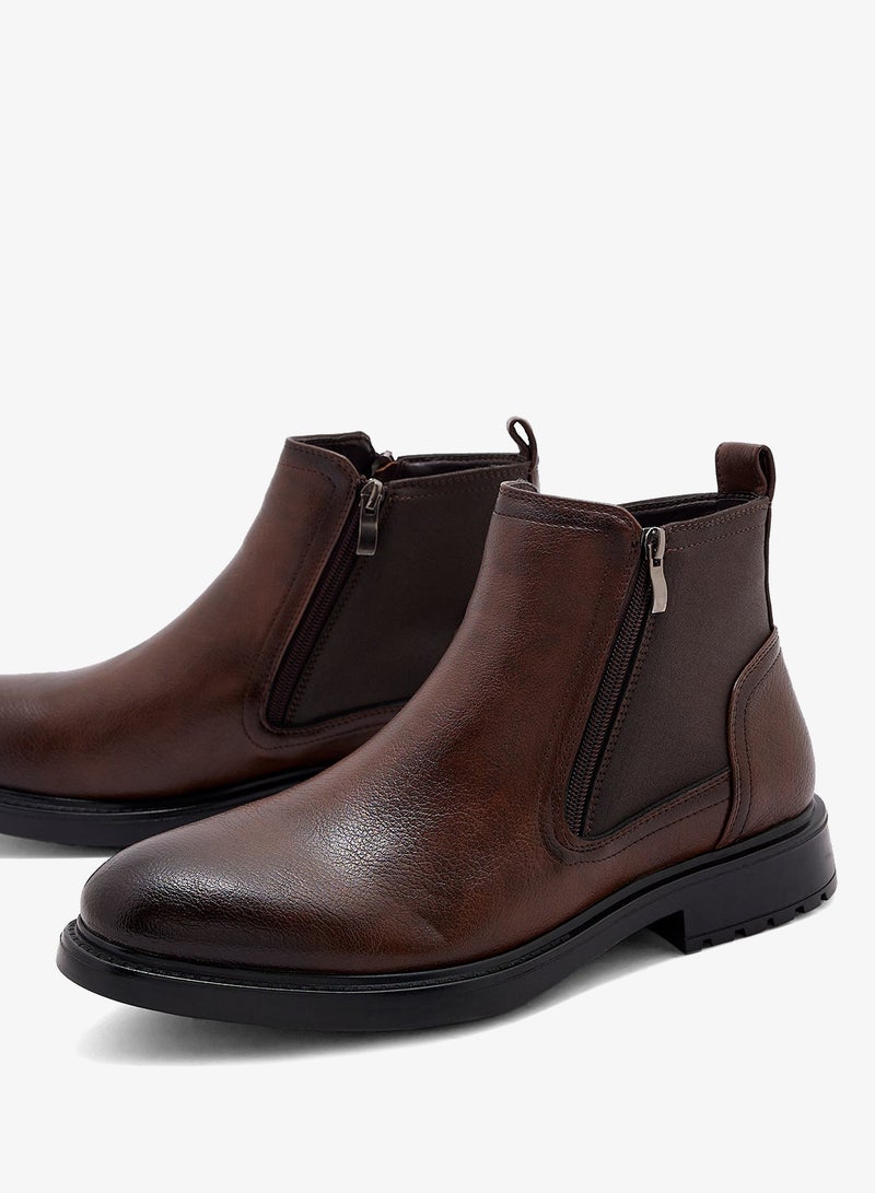 Robert Wood Zipper Detail Pull On Formal Boots - Image 4