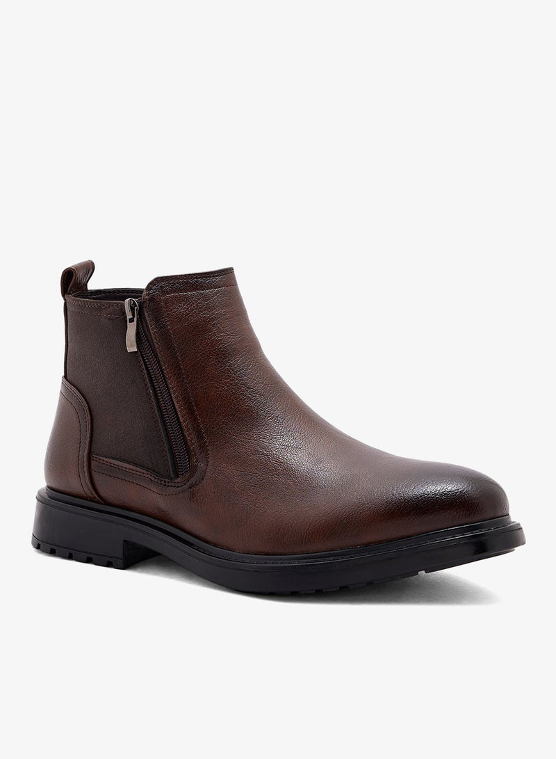 Robert Wood Zipper Detail Pull On Formal Boots - Image 2