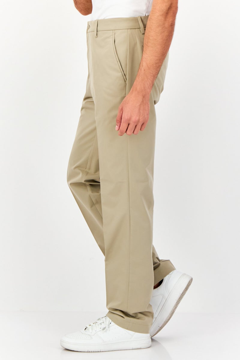 Greg Norman Men Regular Fit Embroidered Logo Chino Pants, Khaki  - Image 2
