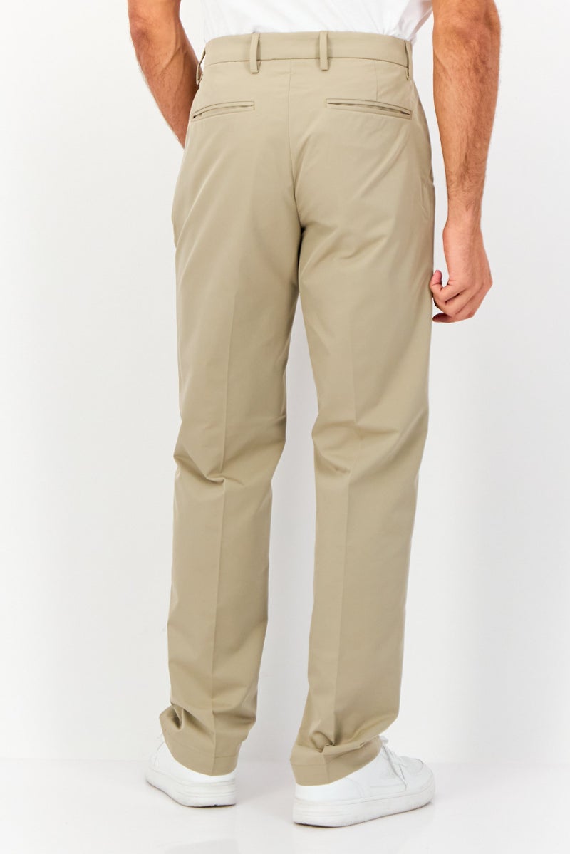 Greg Norman Men Regular Fit Embroidered Logo Chino Pants, Khaki  - Image 3