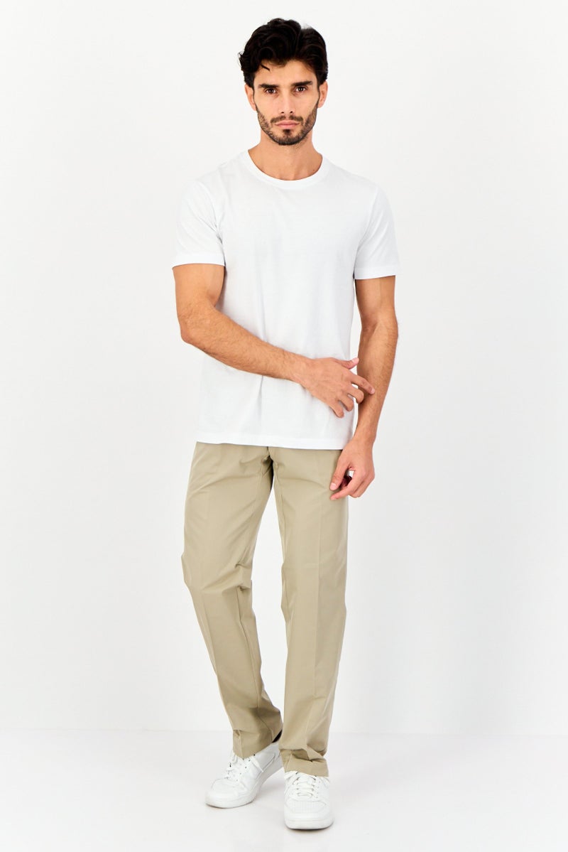 Greg Norman Men Regular Fit Embroidered Logo Chino Pants, Khaki  - Image 4