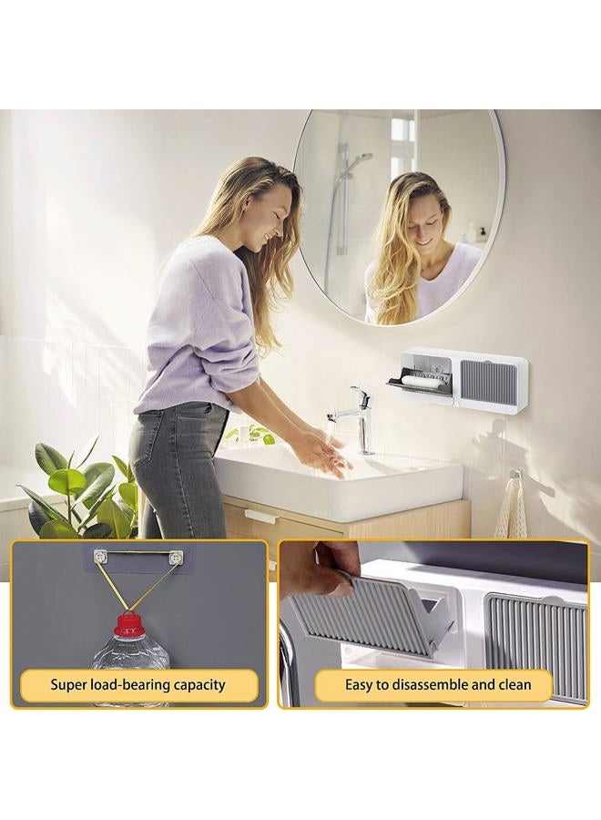 PEFWO Soap Holder with Hooks, 2-in-1 Wall Mounted Soap Dish, No Drilling Soap Bar Holder with Self Draining to Keep Soap Bars Dry, Suit for Shower, Bathroom and Kitchen(Gray) - Image 5