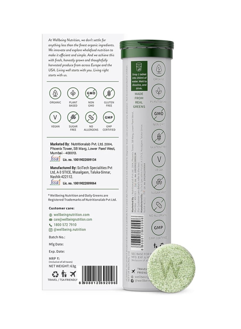 WELLBEING NUTRITION Daily Greens | Wholefood Multivitamins with Vitamin C, Zinc, B6 for Immunity & Detox with Organic Certified Plant Superfoods & Antioxidants (15 Effervescent Tablets) Pack of 2 - Image 4