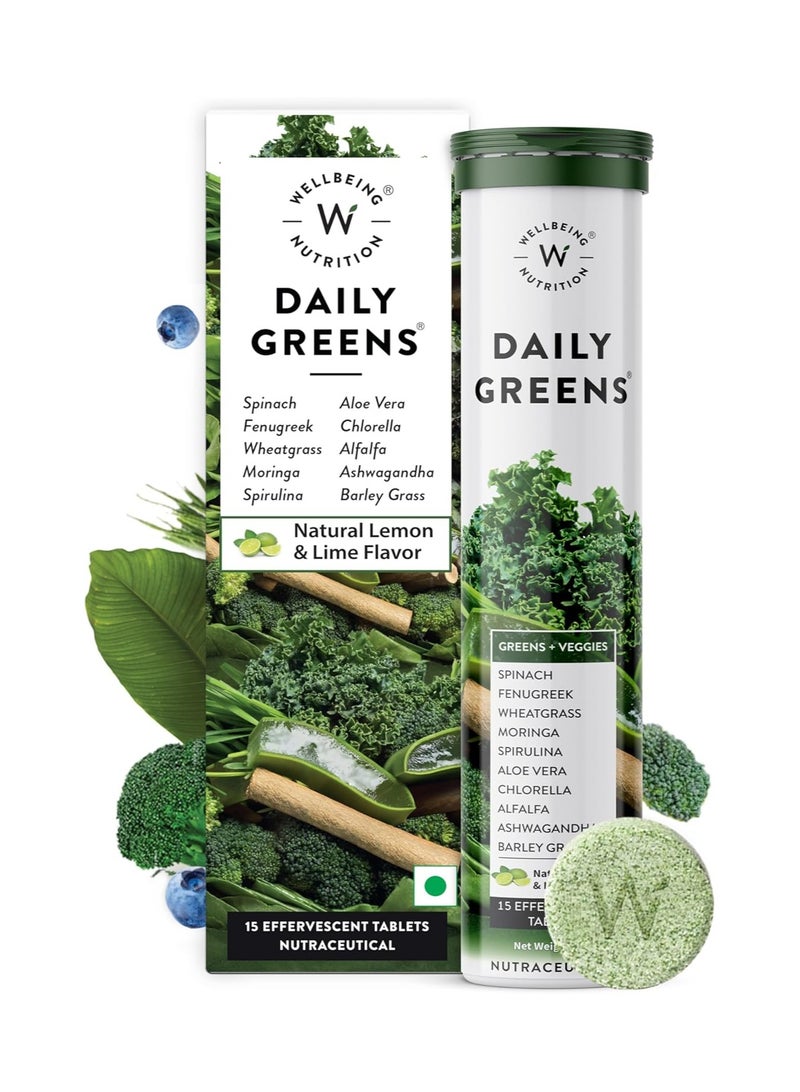 WELLBEING NUTRITION Daily Greens | Wholefood Multivitamins with Vitamin C, Zinc, B6 for Immunity & Detox with Organic Certified Plant Superfoods & Antioxidants (15 Effervescent Tablets) Pack of 2 - Image 5