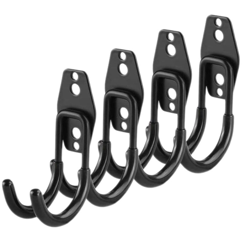 Heavy Duty Wall Mount Hooks 4 Pack Black Metal for Garage Storage Garden Tools Bike - Image 2