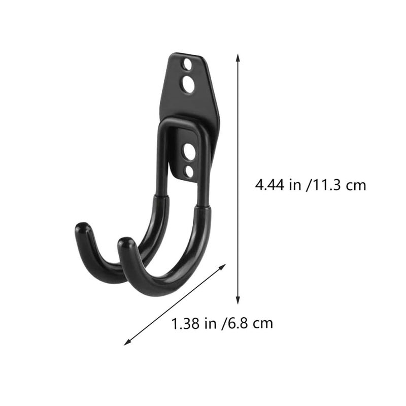Heavy Duty Wall Mount Hooks 4 Pack Black Metal for Garage Storage Garden Tools Bike - Image 3