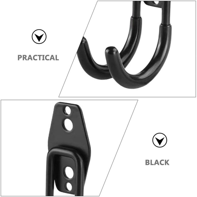 Heavy Duty Wall Mount Hooks 4 Pack Black Metal for Garage Storage Garden Tools Bike - Image 4