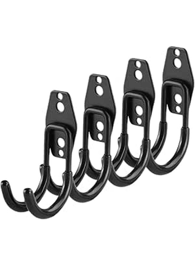 Heavy Duty Wall Mount Hooks 4 Pack Black Metal for Garage Storage Garden Tools Bike - Image 1