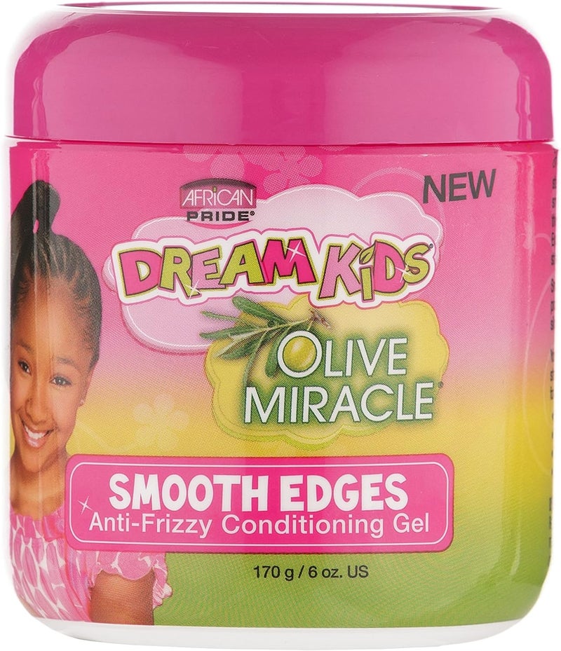 African Pride Dream Kids Olive Miracle Smooth Edges Anti-Frizzy Conditioning Gel, 6 Oz - Image 1