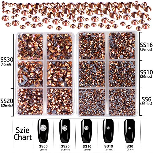 LPBeads 6400 Pieces Hotfix Rhinestones Rose Gold AB Flat Back 5 Mixed Sizes Crystal Round Glass Gems with Tweezers and Picking Rhinestones Pen - Image 4