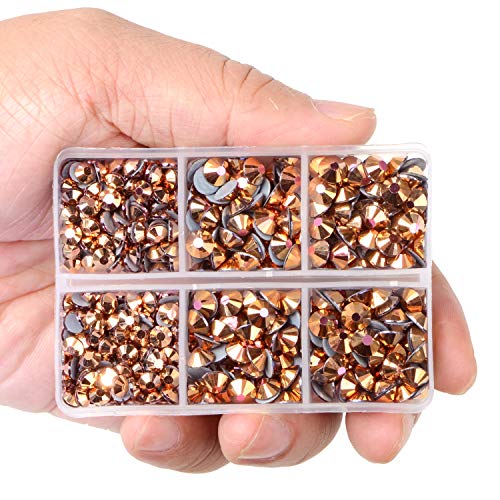 LPBeads 6400 Pieces Hotfix Rhinestones Rose Gold AB Flat Back 5 Mixed Sizes Crystal Round Glass Gems with Tweezers and Picking Rhinestones Pen - Image 2