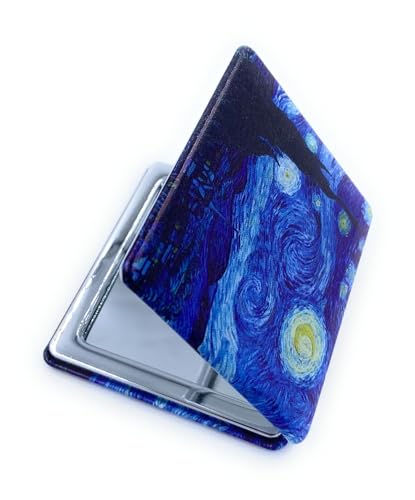 Aeisage Compact Mirror Square Starry Night Van Gogh Pocket Mirror for Men Small Travel Mirror Magnifying Purse Mirror Compact with Art Print - Image 3