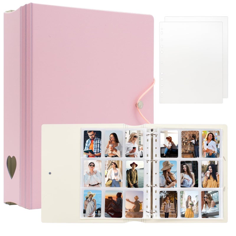 Tugle A4 Kpop Photocard Binder with 25 Pages 9 Pocket, 2x3 inch Kpop Photocard Holder Book, Photo Album for Fujifilm Instax Mini Camera Polaroid Printer Photo Film (Pink) - Image 1