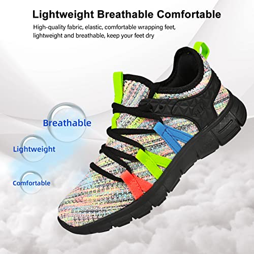 AOE Womens Fashion Walking Running Shoes Ultra Lightweight Breathable Mesh Tennis Shoes Non Slip Athletic Workout Gym Sneakers Colorful Lace 8women / 7men - Image 2