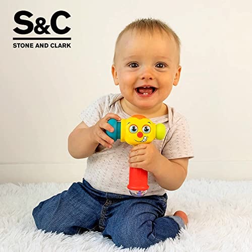 Stone and Clark Toy Hammer w/Lights, Learning Mode and Music Mode – Baby Hammer Toy Plays 6 Short Kids' Songs, Counts 1-10 w/Baby, Changes Funny Expressions and Lights Up – for Kids 12 Months and Older - Image 3