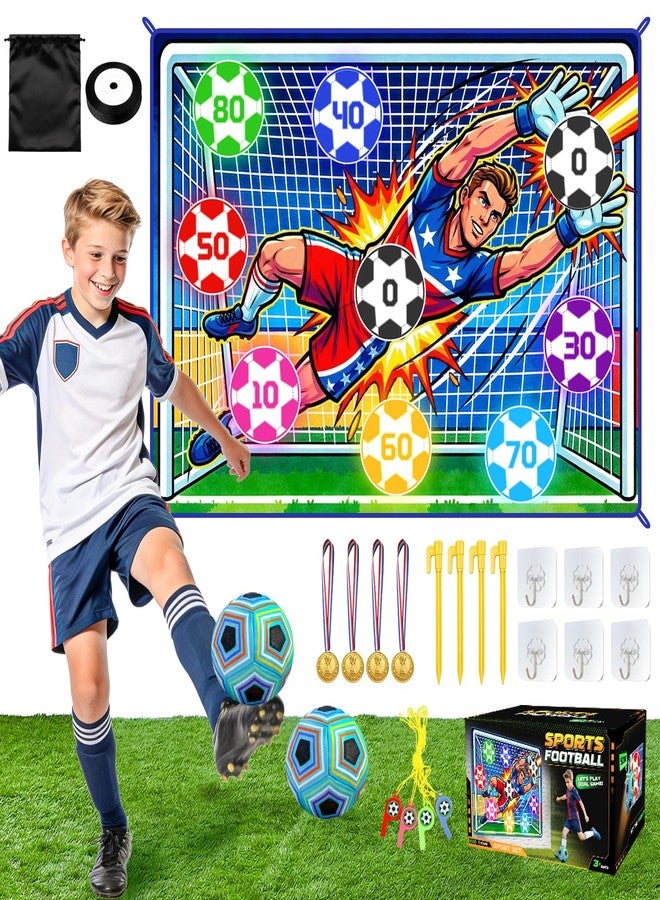 OMKSIH Soccer Ball Game Set for Kids Sticky Flannel Target with 2 Balls, Indoor Outdoor Backyard Shooting Toss Game, Sticky Soccer Ball Game Sports Toys Gift for Boys Girls 3-5 6-8 8-12 Year Old - Image 1