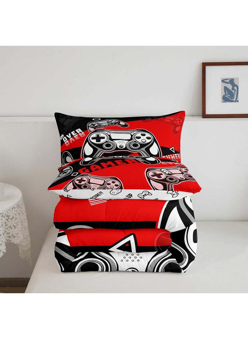 Erosebridal Erosebridal Gaming Bedding Set Full Size Gamer Console Comforter Set for Boys Girls Kids Teens Red and Black Gaming Comforter Sets Soft Microfiber Gamer Bedding Sets with 2 Pillow Shams  - Image 5