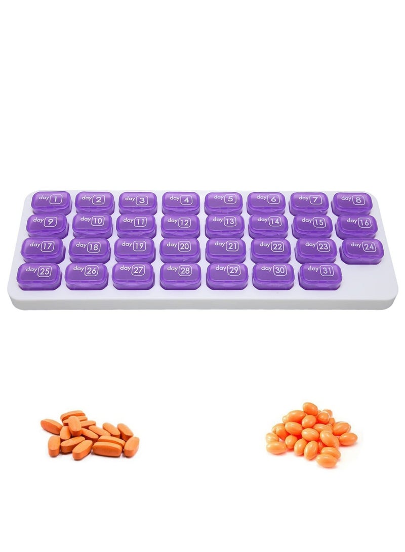 Generic Daily Pill Organizer, Monthly Pill Organizer Box, Portable Pill Organizer Box for 31 Days, Removable Medication Pod, Travel Pill Case for Vitamins, Cod Liver Oil, Supplements and Medication - Image 1