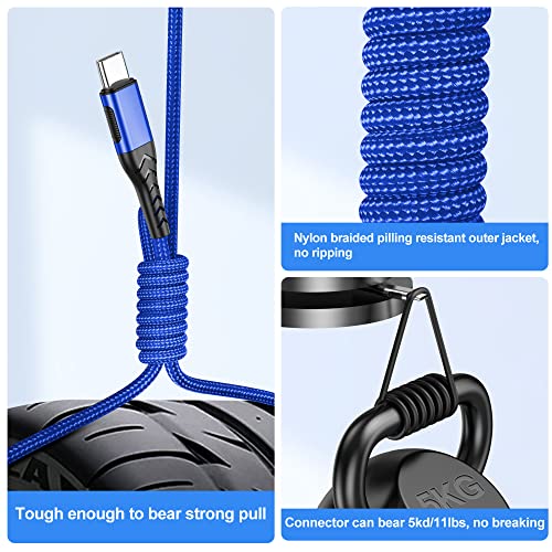 Durcord USB C Fast Charging Cable, Upgraded 2Pack 6ft USB C Charger for Android Phone Pad, Type C Charger Braided USB Cable Compatible with iPhone 15/Pro/Plus/Max - Blue - Image 3