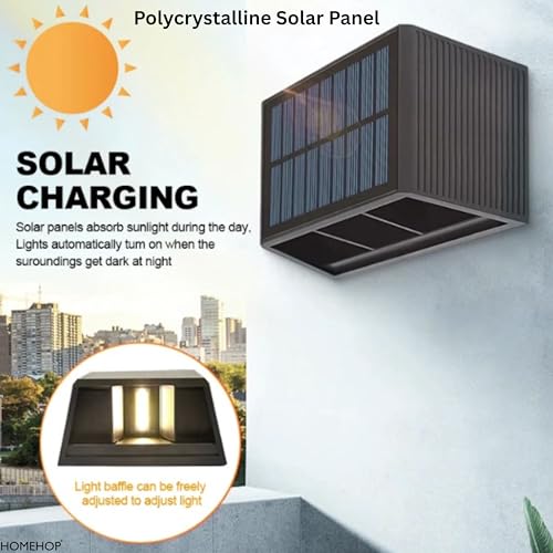 Homehop Solar Light Outdoor Garden Waterproof Adjustable Up and Down Solar Fence Lights, LED Decorative Lamp for Home Wall, Balcony, Yard, Porch, and Patio - Image 3