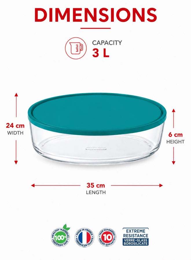 بيريكس Pyrex Cook&Store XL Oval Roaster 3L with Lid, Borosilicate Glass Baking Dish, Oven, Microwave, Freezer & Dishwasher Safe, Food Storage and Roasting Dish - Image 2