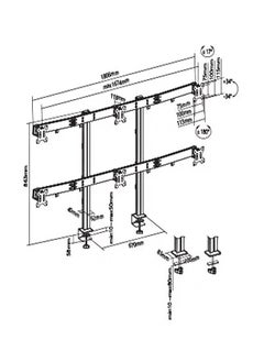 Skill Tech SH38 C06 Six Screens Heavy-Duty Aluminium Monitor Arms For Most 17"-32" Screens, VESA 100x100, 75x75, Max Load Capacity 8 Kg  - Image 3