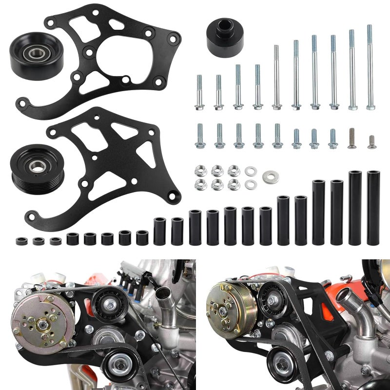 RiAiCiING LS Air Conditioner Compressor Bracket Kit for Sanden 508 Compatible with Chevrolet GM LSX LS1 LM7 LR4 LQ4 L59 LQ9 LM4 L33 L92 L76 LY2 LY5 LY6 LC9 LH8 LMG L98 L99 L96 LC8 Truck SUV