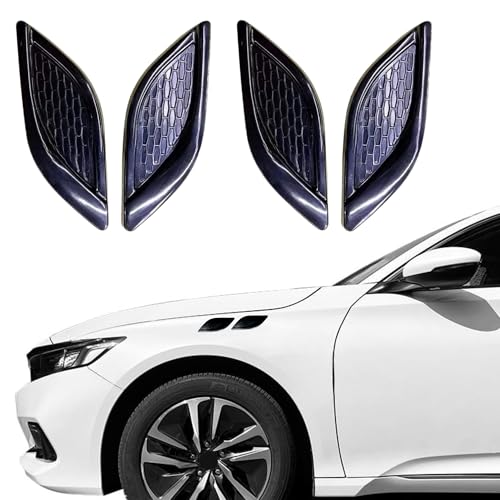 DETACHI Car Fender Trim Decorative Intake Universal Auto Air Flow Bumper Side Vent Decal Scoop Hood Spolier Door Carbon Fiber ABS Exterior Glossy Black for Most Cars (PACK OF 4 Pcs) - Image 1