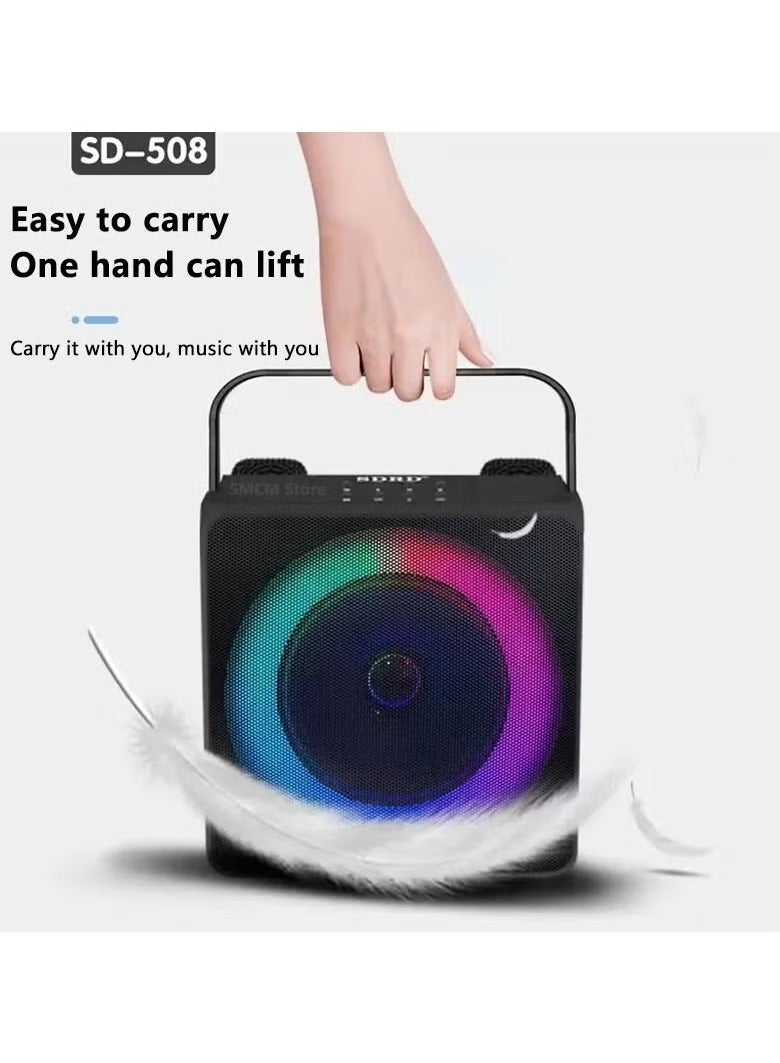 JAJEEK SD508 Karaoke Bluetooth Speaker with 2 Wireless Microphones – Powerful Sound, LED Lights, Portable, Multi-Function for Singing, Parties, and Events, Ideal for Home and Outdoor Entertainment - Image 3