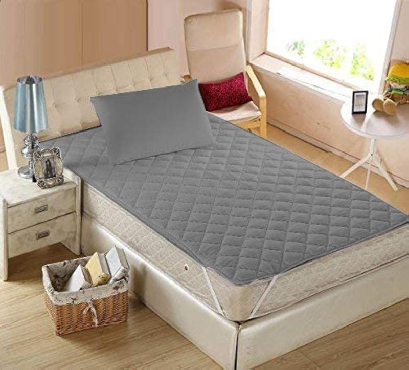Rajasthan Crafts Microfiber Single Bed Waterproof and Dust Proof Mattress Protector (Grey, 36x75 inches) (TC-MP001-3675-E) - Image 1