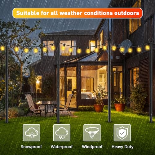 LETIANPAI 8 Pack String Light Poles,10 FT Metal Poles with Fork for Outdoor String Lights,Outdoor Light Poles with Fork,Poles/Post/Stand for Outside - Image 5