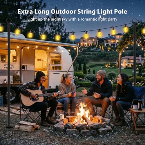 LETIANPAI 8 Pack String Light Poles,10 FT Metal Poles with Fork for Outdoor String Lights,Outdoor Light Poles with Fork,Poles/Post/Stand for Outside - Image 4
