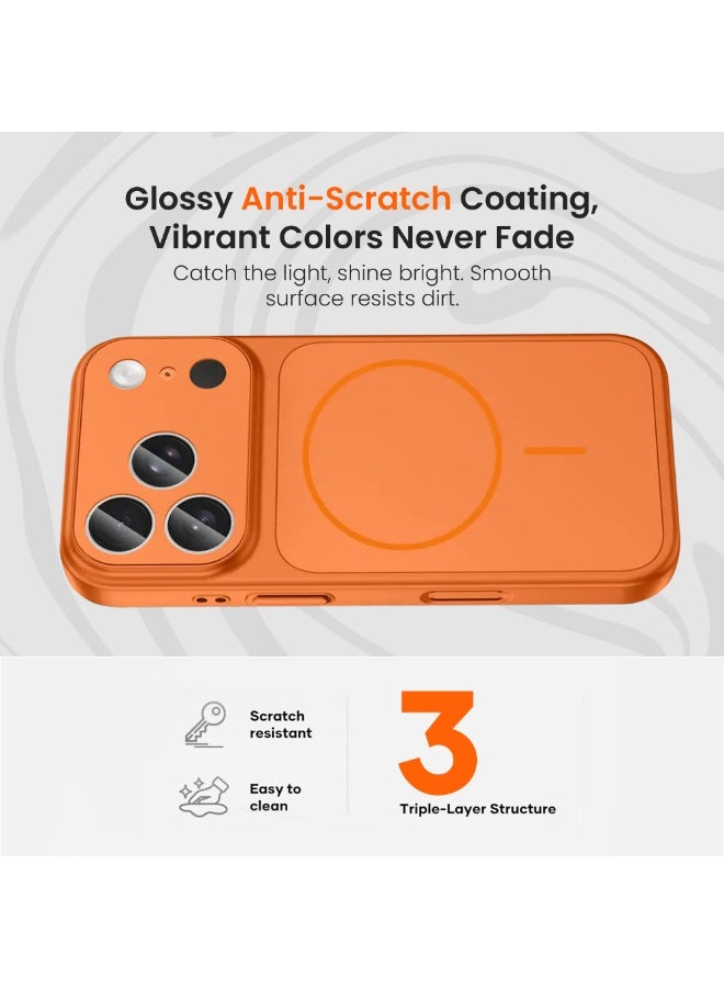 أكسسور  ب Aksesory لهاتف iPhone 17 Pro – شفاف مغناطيسي مقاوم للصدمات مع حماية قوية، تصميم أنيق غير لامع، متوافق مع MagSafe – لون برتقالي فاخ - Image 4