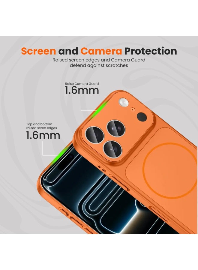 أكسسور  ب Aksesory لهاتف iPhone 17 Pro – شفاف مغناطيسي مقاوم للصدمات مع حماية قوية، تصميم أنيق غير لامع، متوافق مع MagSafe – لون برتقالي فاخ - Image 3