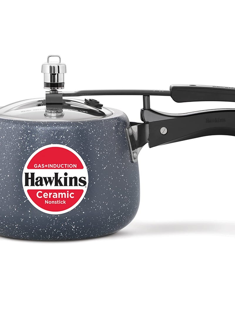 Hawkins Hawkins 3 Litre Ceramic Nonstick Pressure Cooker, Induction Inner Lid Cooker, Granite Contura shaped Cooker, Best Cooker, Blue (ICC30)  - Image 1