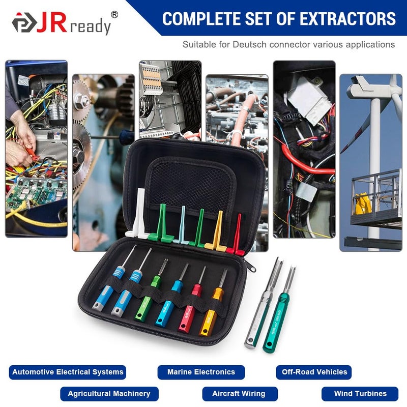 JRready طقم أدوات موصل JRready ST5257-PRO Deutsch لجهات الاتصال الصلبة/المطبوعة 4#8#16#12#20#، 6-22 AWG، مع أداة إزالة الدبوس البلاستيكية DRK-RT1 لأدوات تحرير موصلات Deutsch DT، DTM، DTP، DTV، HD - Image 5