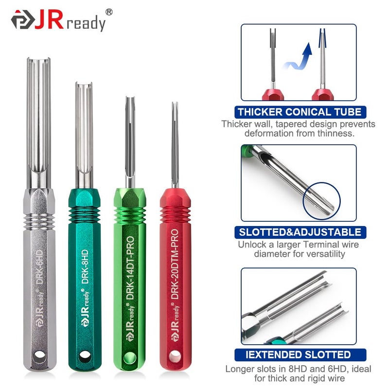 JRready طقم أدوات موصل JRready ST5257-PRO Deutsch لجهات الاتصال الصلبة/المطبوعة 4#8#16#12#20#، 6-22 AWG، مع أداة إزالة الدبوس البلاستيكية DRK-RT1 لأدوات تحرير موصلات Deutsch DT، DTM، DTP، DTV، HD - Image 4