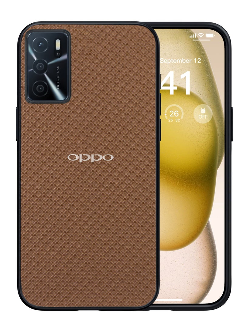 Compatible with Oppo A16 Case Dual Layer Heavy Duty Cell Phone Protective Cover Shockproof Rugged with Non-Slip Textured - Brown