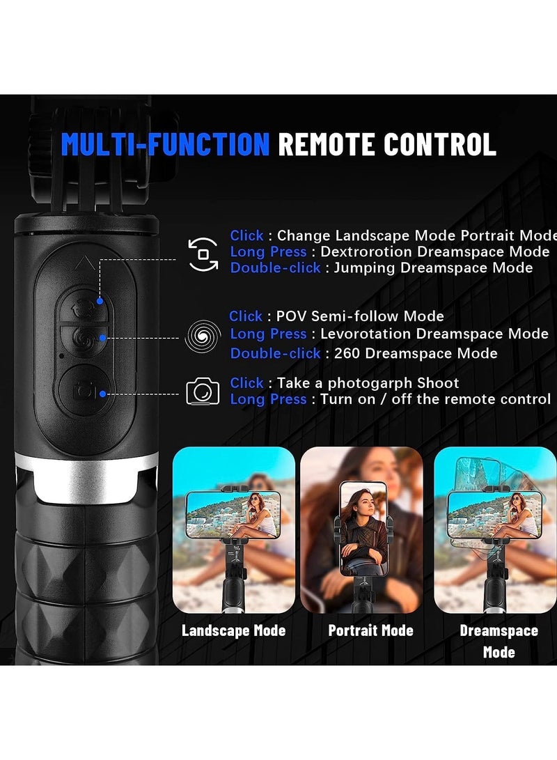 Retractable Selfie Stick Tripod with Fill Light for Travel, Portable 1-Axis Stabilizer, 360° Auto Rotation for Beginners, For Smartphone Vlog Tiktok Videos - Image 4