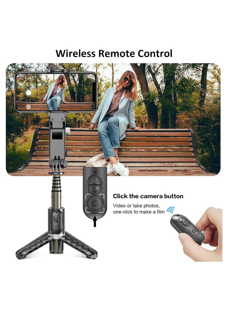 Retractable Selfie Stick Tripod with Fill Light for Travel, Portable 1-Axis Stabilizer, 360° Auto Rotation for Beginners, For Smartphone Vlog Tiktok Videos - Image 3