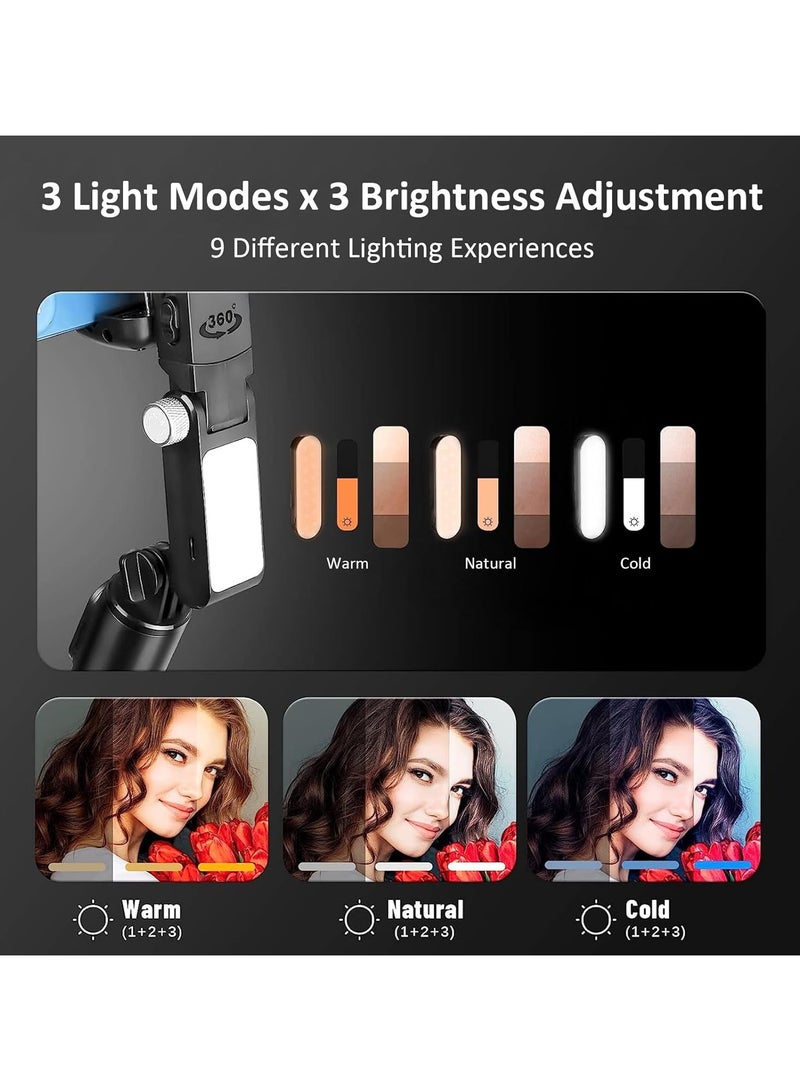 Retractable Selfie Stick Tripod with Fill Light for Travel, Portable 1-Axis Stabilizer, 360° Auto Rotation for Beginners, For Smartphone Vlog Tiktok Videos - Image 5