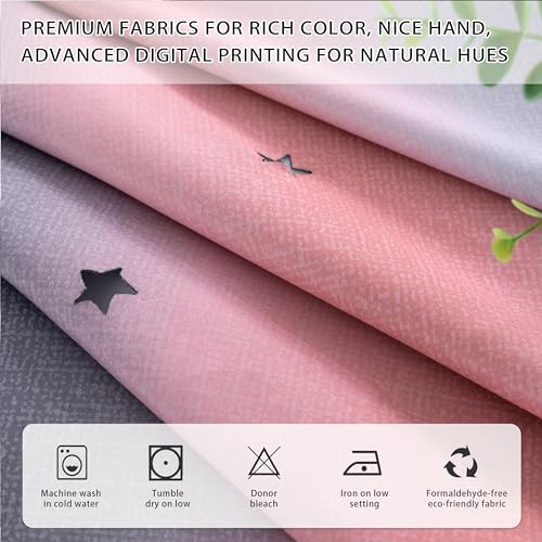 XiDi Pink and Grey Star Blackout Curtains for Kids Rooms Girl Princess Curtain for Daughter Bedroom Window (Pink Grey, W52 X L63) - Image 3