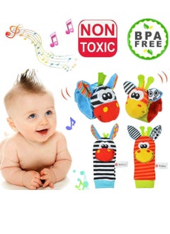 Daytoyz Baby Rattles Toy Socks and Wrist, Pack of 4 Foot Finder and Wrist Rattle Soft Development Toy Plush Toys Game for Newborn Girls and Boys Baby Gift 0-6 Months  - Image 2