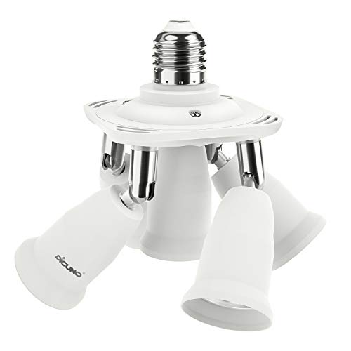 DiCUNO 5 in 1 E26 Light Socket Splitter Adapter, Standard Base LED Bulbs Converter, 360 Degrees Adjustable 180 Degree Bending, 5 Way Bulbs Socket Holder - Image 1