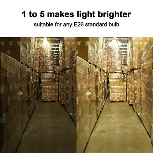 DiCUNO 5 in 1 E26 Light Socket Splitter Adapter, Standard Base LED Bulbs Converter, 360 Degrees Adjustable 180 Degree Bending, 5 Way Bulbs Socket Holder - Image 5