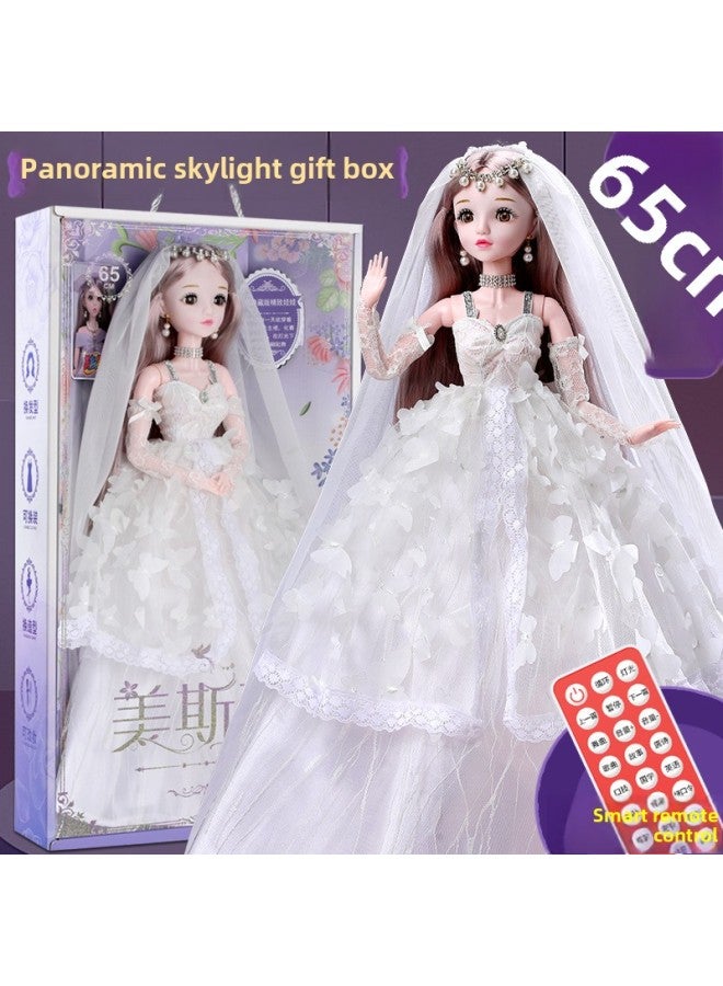 Tongle Barbie Doll Large Gift Box Suit 60cm Simulation Girl WEDDING PRINCESS Children's Toy Gift-Color:6501 Princess No. 9-Height:Smart Conversation + Smart Remote Control + Blink + Headdress + Necklace + Panoramic Gift Box - Image 2