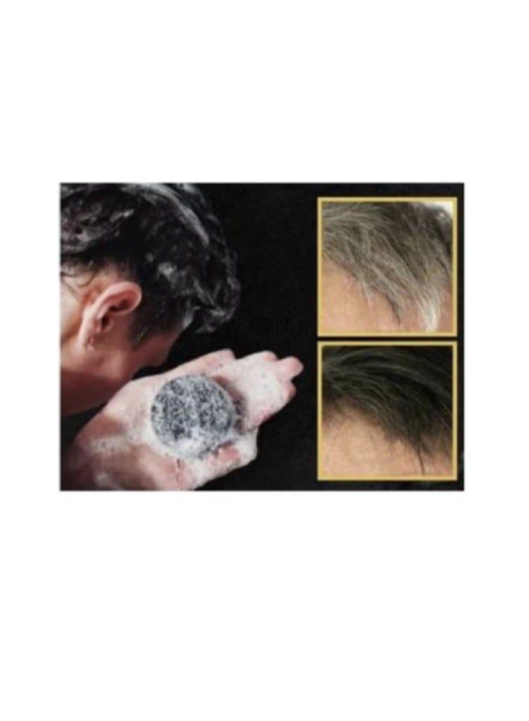 Black Soap Grey Coverage Bar Shampoo 50g, hair darkening soap bar with botanical herbal extracts for hair growth and dye free solution to gray hair - Image 4