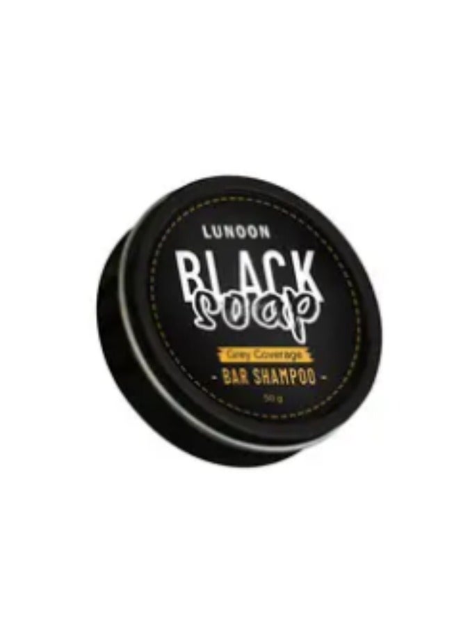 Black Soap Grey Coverage Bar Shampoo 50g, hair darkening soap bar with botanical herbal extracts for hair growth and dye free solution to gray hair - Image 1