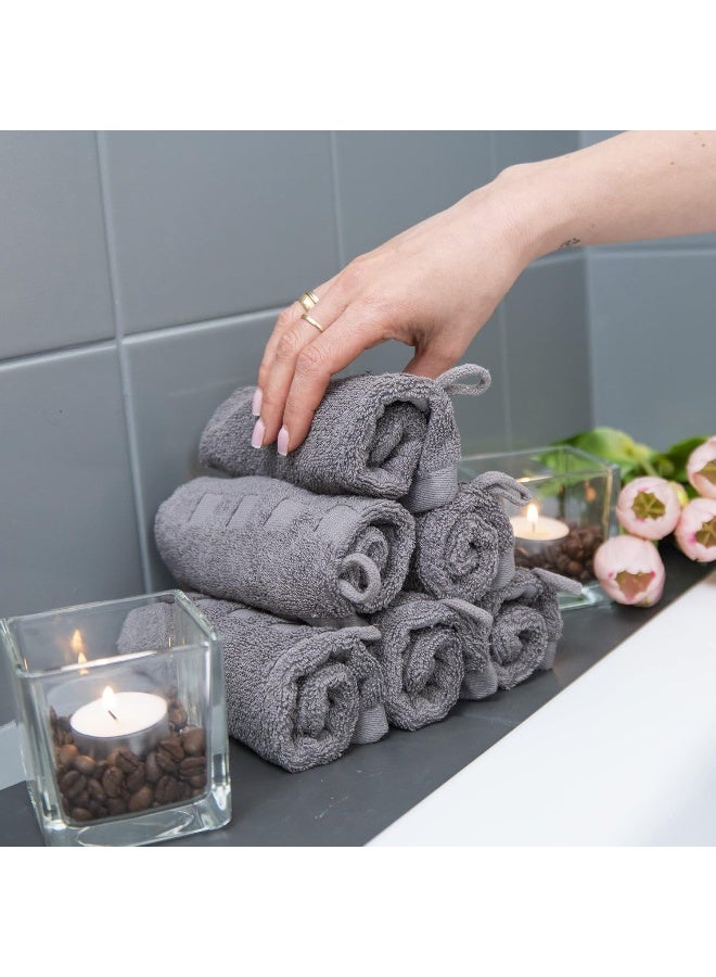 Made Easy Kit Bath Mitts  Pack of 6  6 x 9 European Style Washcloth with Loop Charcoal 6 x 9 inches - Image 2