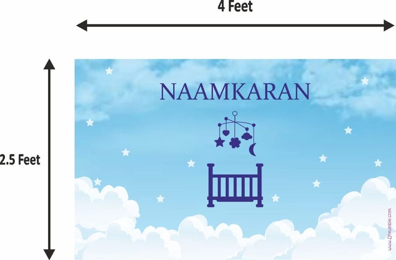 Untumble Naming Ceremony Decoration Kit For Baby Boy | Blue Namakaran Decoration | Banner + Silver Foil Curtain + 40 Balloons | Pack of 42 | Boy Baby Shower & Baptism Party Supplies - Image 4